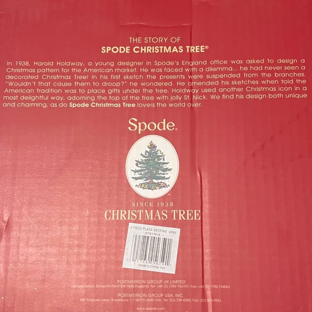 Spode Christmas Tree Dinnerware 4-Piece Plate Setting NEW in Box